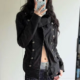 Voguable American Vintage Jacket Casual Women Long Sleeve Sweatshirt Vintage Jacket Y2K Gothic Punk Style Coat Fit Autumn Female Clothing voguable