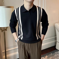 New British Business Casual Men Polo Shirt Light Luxury Patchwork Slim-fit Knitted Short Sleeve T-shirts Leisure Breathable Tops voguable