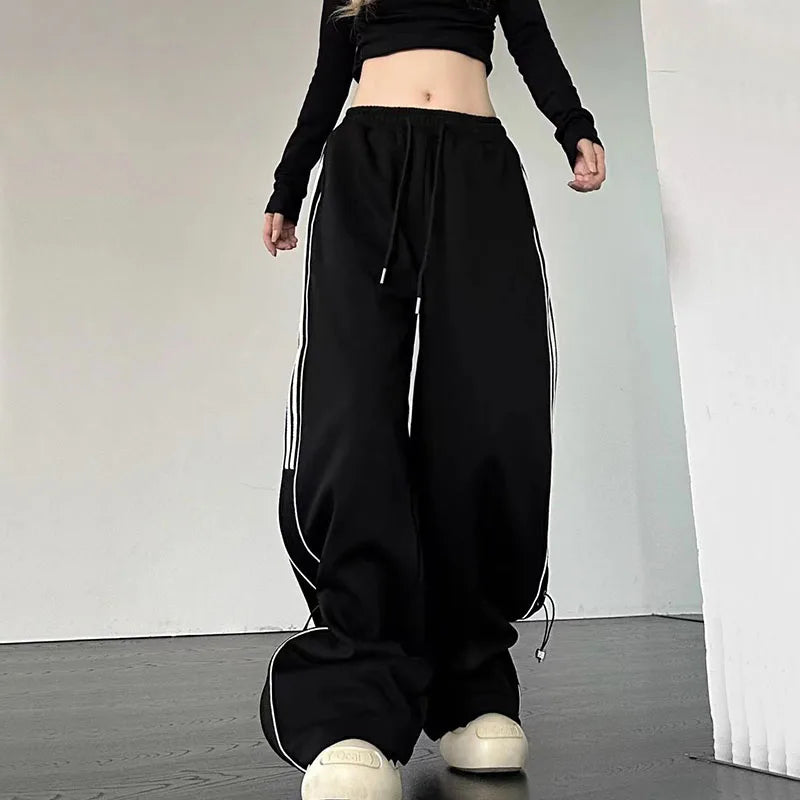 Y2K Streetwear Cargo Pants Women High Waist Baggy Oversize Parachute White Sweatpants Ladies Korean Hip Hop Wide Leg Joggers voguable