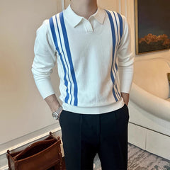 New British Business Casual Men Polo Shirt Light Luxury Patchwork Slim-fit Knitted Short Sleeve T-shirts Leisure Breathable Tops voguable