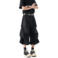 New Wide Leg Casual Pants mens Loose Fit Elastic Waist Outdoor Sport Capri Wrinkle Design Comfy Trousers for Women Men voguable