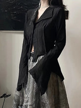 Voguable Gothic Harajuku Black Shirt Women Vintage Long Sleeve Y2K Blouse Casual American Retro Irregular V Neck Loose Tops Spring voguable