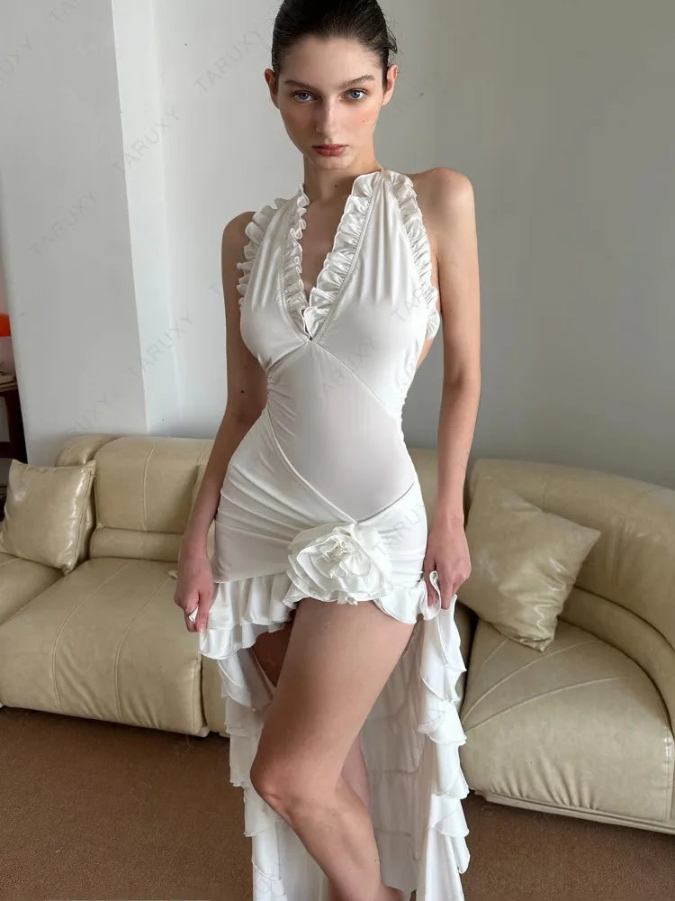 Sexy Mesh Bodycon Women Dress See Through Lace Slim Bandage Long Dresses Femme Beach Holiday Backless Elegant Dress Woman voguable