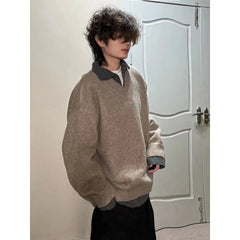 Winter Lapel Sweater Men Warm Fashion Casual Knitted Pullover Men Korean Loose Long Sleeved Sweater Mens Jumper Clothes M-2XL voguable