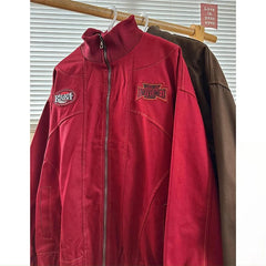 American Retro Trend College Style Patch Embroidered Lapel Jacket Men Women Fashion Loose Casual Versatile Jacket Trendy Tops voguable