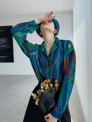 Vintage Print Women Elegant Shirt Long Sleeve Casual Design Korean Vintage Blouse Fall Loose Painting All Match Female Ins Tops voguable
