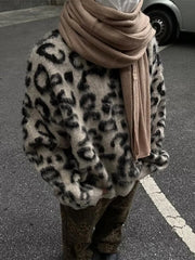 Voguable Mohair Sweaters Men Fleece Leopard Korean Thicken Warm Knitting Winter Loose Casual Long Sleeve Pullovers Streetwear voguable