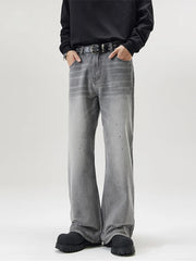 Fashion Paint Spots Men's Vintage gray Baggy Jeans High Street Bootcut Trousers Personality Streetwear Hip Hop Male Denim Pants voguable