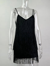 Voguable Silver Gold Sexy Backless Glitter Tassel Club Dresses Women Summer Fashion Deep V-Neck Cocktail Rave Party Prom Dress Mini voguable