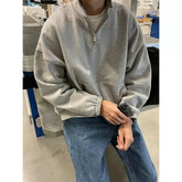 2024 Spring New Korean Fashion Stand Collar Sweatshirts for Men Loose Casual Solid Color Long Sleeve Pullover Hoodies for Men voguable