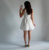 Voguable Autumn New Fashionable and Elegant Solid Color Sleeveless Square Collar Strap Bag Splicing Dress voguable