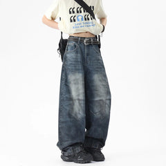 Men Unique Patchwork Washed Vintage Retro Loose Fit Baggy Jeans Fashion Denim Casual Street Style Distressed Trendy Comfort voguable