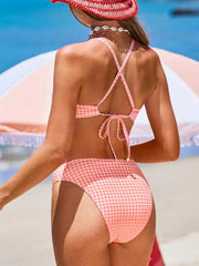 Voguable Strappy Plaid Bikinis Women Vintage Swimwear Female Sexy Padded Swimsuit Bathers Bathing Swimming Swim Suit Beachwear voguable