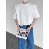 Summer T Shirt Men Fashion Black White Casual Short Sleeved T-shirt Men Streetwear Korean Loose Shoulder Pad T Shirt Mens Top voguable