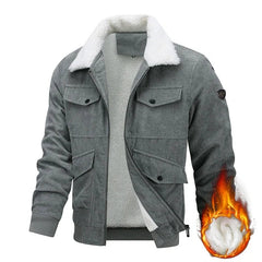 Lamb Fleece Lining Motorcycle Men's Jacket Outdoor Winter Retro Washed Workwear Jacket Male Lapel Collar Warm Cotton Jacket voguable