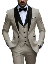 Voguable White Slit Mens Suits 3 Piece Black Shawl Lapel Casual Groom Tuxedos for Wedding Groomsmen Suits Men (Blazer+Vest+Pant) voguable