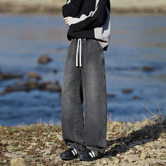 Men Classic Jeans Spring Loose Wide Leg Floor Length Elastic Waist Plus Size8XL Trendy Oversized Comfort Casual Fashion Hot sale voguable