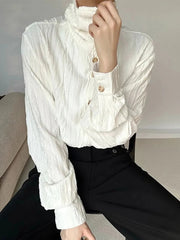 Vintage Stand Collar Y2K Shirt Women Loose Harajuku Long Sleeve Blouse Fall Retro American Streetwear Casual Bf Tops New voguable