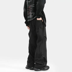 Spring Autumn New Fashion Elastic Waist Drawstring Solid Men's Clothing American Style Pocket Quick Drying All-match Cargo Pants voguable