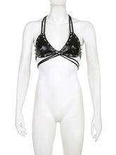 Dark Rivet Bandage Pu Leather Camis Halter Tops Punk Style Gothic Sleeveless Backless Crop Tops Women Streetwear voguable