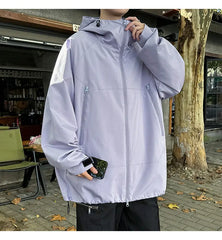 Hooded jacket man Spring zipper Windbreaker Men's Casual Climbing Waterproof Jacket Unisex Fashion Gorpcore Camping Fishing Coat