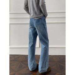 Autumn jeans Mens Classic Straight Leg Jeans Blue Washed Denim Trousers Wholesale Fall Fashion Casual Pants voguable