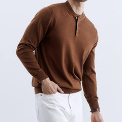 New Fashion Men Henry Sweater Light Luxury Knitted Solid Color Long Sleeve Pullover Premium Quality Skin-friendly Knitwear M-3XL voguable