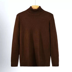 New Korean Fashion Men Sweater Light Luxury Trendy Turtleneck Knit Solid Color Pullover Leisure Retro Long Sleeve Basic Knitwear voguable