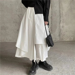Gothic Asymmetrical Cargo Skirts Women Streetwear Punk Irregular High Waist A Line Pleated Skirt Korean Hip Hop Midi Skirt voguable