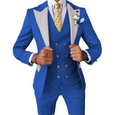 Voguable Color blockingSuit Men's Fashionable Gentleman Business Banquet US-style Formal Dress Casual Wedding (Blazer+Vest+Trousers) voguable