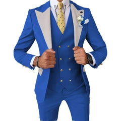 Voguable Color blockingSuit Men's Fashionable Gentleman Business Banquet US-style Formal Dress Casual Wedding (Blazer+Vest+Trousers) voguable