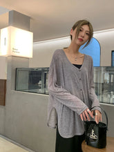 Voguable Solid V-neck Shirt Women Spring Single Breasted Chiffon Loose Slim All-match Sun Protection Thin Breathable Fashion Slim Cozy voguable