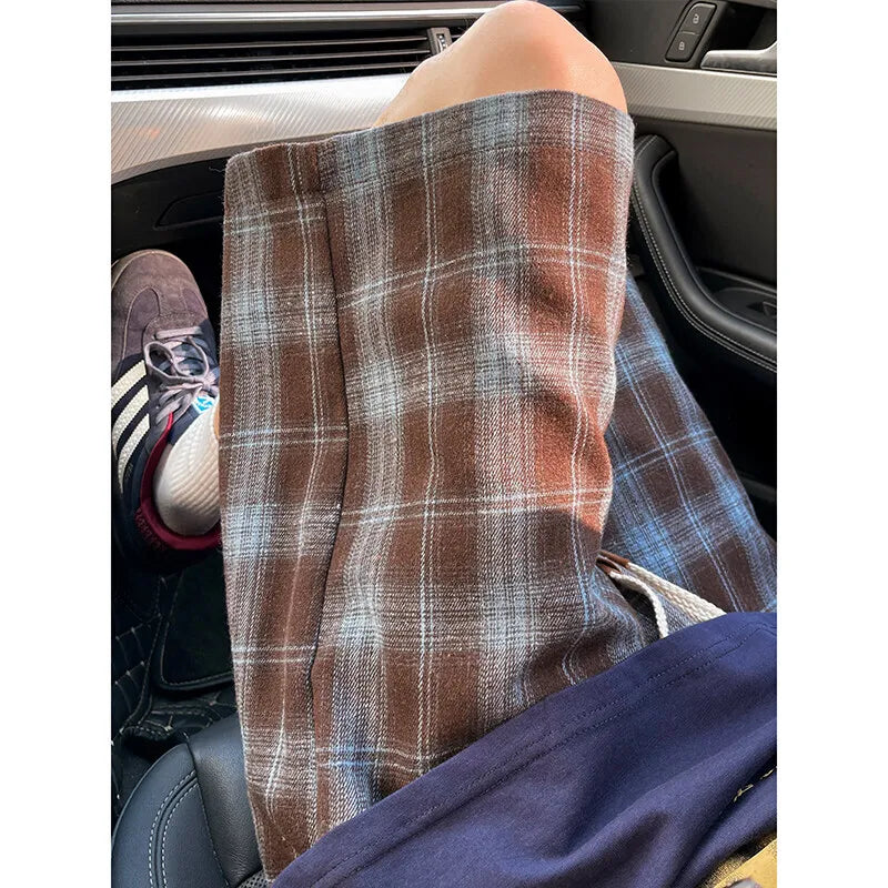 Summer Shorts For Men Fashion Retro Casual Shorts Mens Japanese Streetwear Loose Plaid Shorts Man Shorts Large Size 4XL voguable