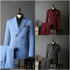 Voguable New Classic Business Men's 2-Piece Suit Jacket Pants Slim Fit Groom Formal Event Men Clothing Temperament Wedding Dating Office voguable