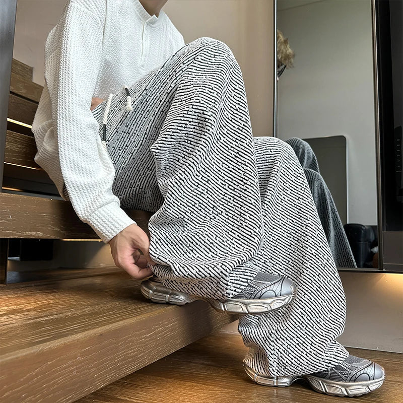 Autumn Casual Pants Men Fashion Retro Striped Pants Men Streetwear Hip-hop Loose Wide Leg Pants Mens Vintage Trousers M-3XL voguable