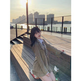 New Korean Temperament Short Suit Jacket + White Shirt + High Waist Pleated Skirt Three-piece Women's Clothing voguable