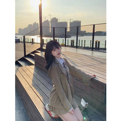 New Korean Temperament Short Suit Jacket + White Shirt + High Waist Pleated Skirt Three-piece Women's Clothing voguable