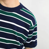 Voguable Retro American Casual Short-sleeved T-shirt for Men Round Neck Short-sleeved T-shirt Base Shirt for Summer New Stripes for Men voguable