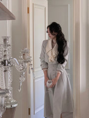 Voguable Elegant 2 Piece Dress Set Women Long Sleeve Crop Tops + Casual Black Midi Skirt Autumn Slim Retro Office Lady Korean Suits voguable