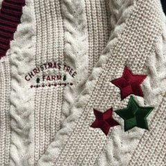 Christmas Tree Women Cardigan Autumn Winter Knitted Cardigans with Star Embroidery Holiday Sweater Folklore Tops Christmas Gift voguable