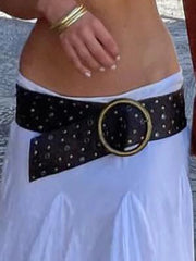 Voguable PU Vintage Wide Belt Rivet Pin Buckle Luxury Belts for Men Women Jeans Waistband Punk Rock Motorcycle Hip Hop Strap y2k voguable