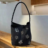 Korean Sequined Flower Jacquard Femme Shoulder Bags Y2k Aesthetic All Match Vintage Handbags Women Casual Shopping Underarm Bag voguable