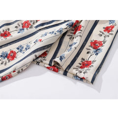 Striped Flower Tropic Hawaiian Shirts for Men Summer Retro Shirt Unisex Clothing voguable