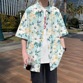 Voguable Men's Stylish Summer Short Sleeve Hawaiian Shirt Tropical Floral Print Breezy Lightweight Casual Beachwear Fashion voguable