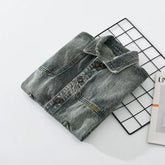 Voguable Retro Color Blocked Denim Vest Jacket Men's Korean Version Loose Straight Tube Sleeveless Outer Jacket Vest Top voguable