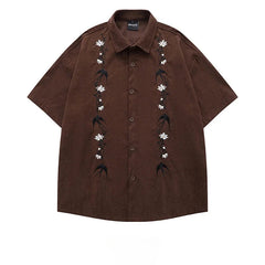 Voguable Casual and Versatile Men's Retro Japanese Trendy Brand Short-sleeved Shirt Fashionable Casual Loose Cardigan voguable