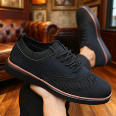 Voguable Men's Dress Sneakers Trendy Solid Woven Knit Breathable Mesh Loafers Outdoor Soft Non Slip Lightweight Flat Designer Shoes Men voguable