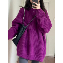 Women's Cable Knit Sweater Pullover Long Sleeve Mock Neck Jumper Top Loose-fit Slouchy Cozy Knitwear Autumn Winter Casual Outfit voguable