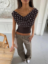 Backless Polka Dot Crop Tops Women Vest Fashion Summer New Oblique Shoulder Sleeveless Tank Tops Pullovers Female voguable
