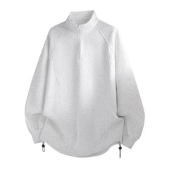 Voguable Spring Autumn Half Zipper Loose Solid Color Collar Sweatshirt Men's Long Sleeve Casual Outerwear voguable